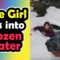 Cute Girl Takes a Sudden Dip: Watch Her Slip and Slide into Frozen Fun! | Try Not to Laugh